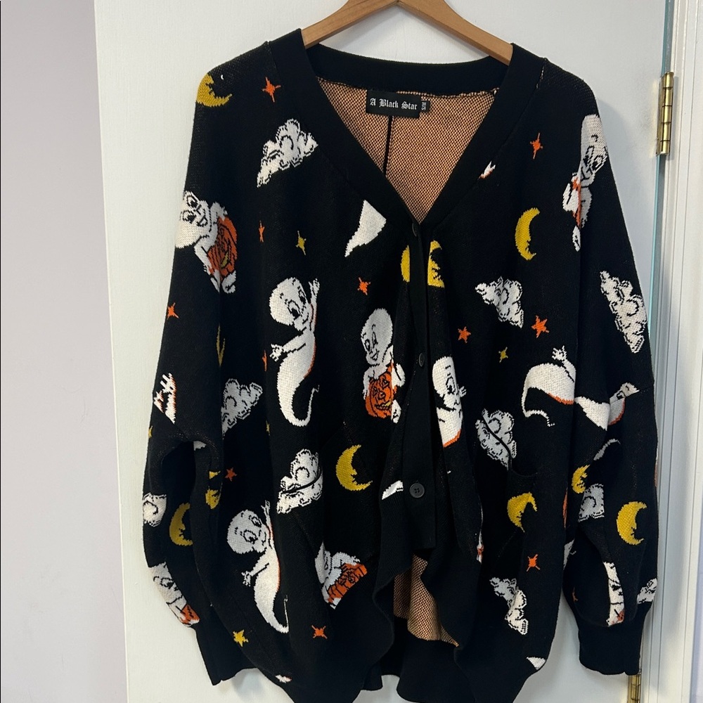 Black Ghost Print Cardigan